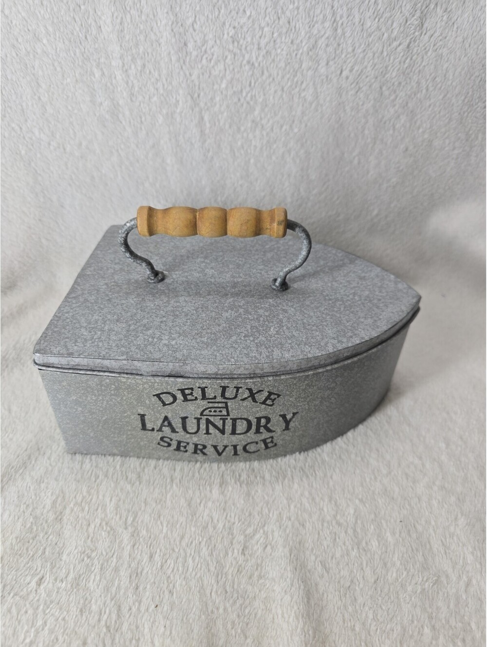 Galvanized Metal Storage Container Shaped Like An Iron